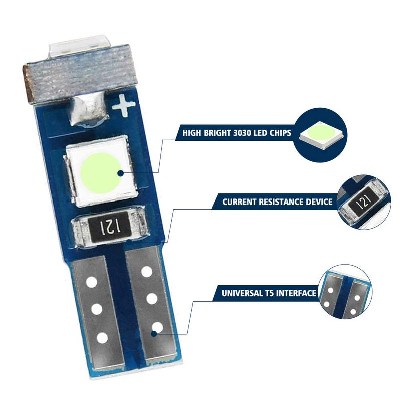 Nanpoku مصابيح LED Nanpoku T5 74 73 37 2721 لمصباح لوحة عدادات السيارة (أزرق جليدي) - Image 3